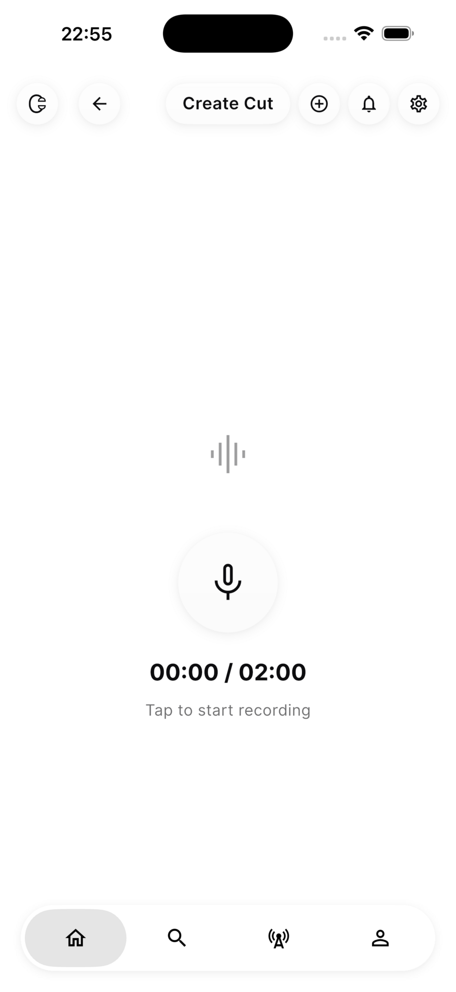 Create Cut recording screen